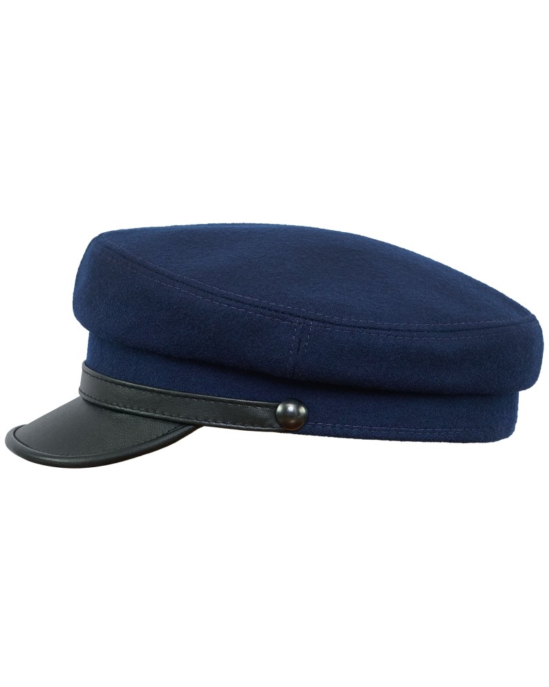Maciejowka model 4 cap woolen cloth and natural leather visor